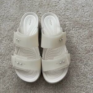 CROCS Women's Cream Slide Sandals